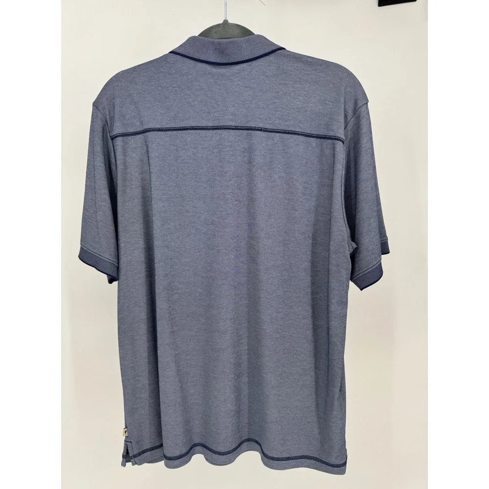 Tommy Bahama Mens Large L Blue Polo Shirt‎ Short Sleeve Embroidered Logo - Picture 3 of 4